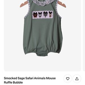 Safari Animal Ruffle Bubble - Sage Green